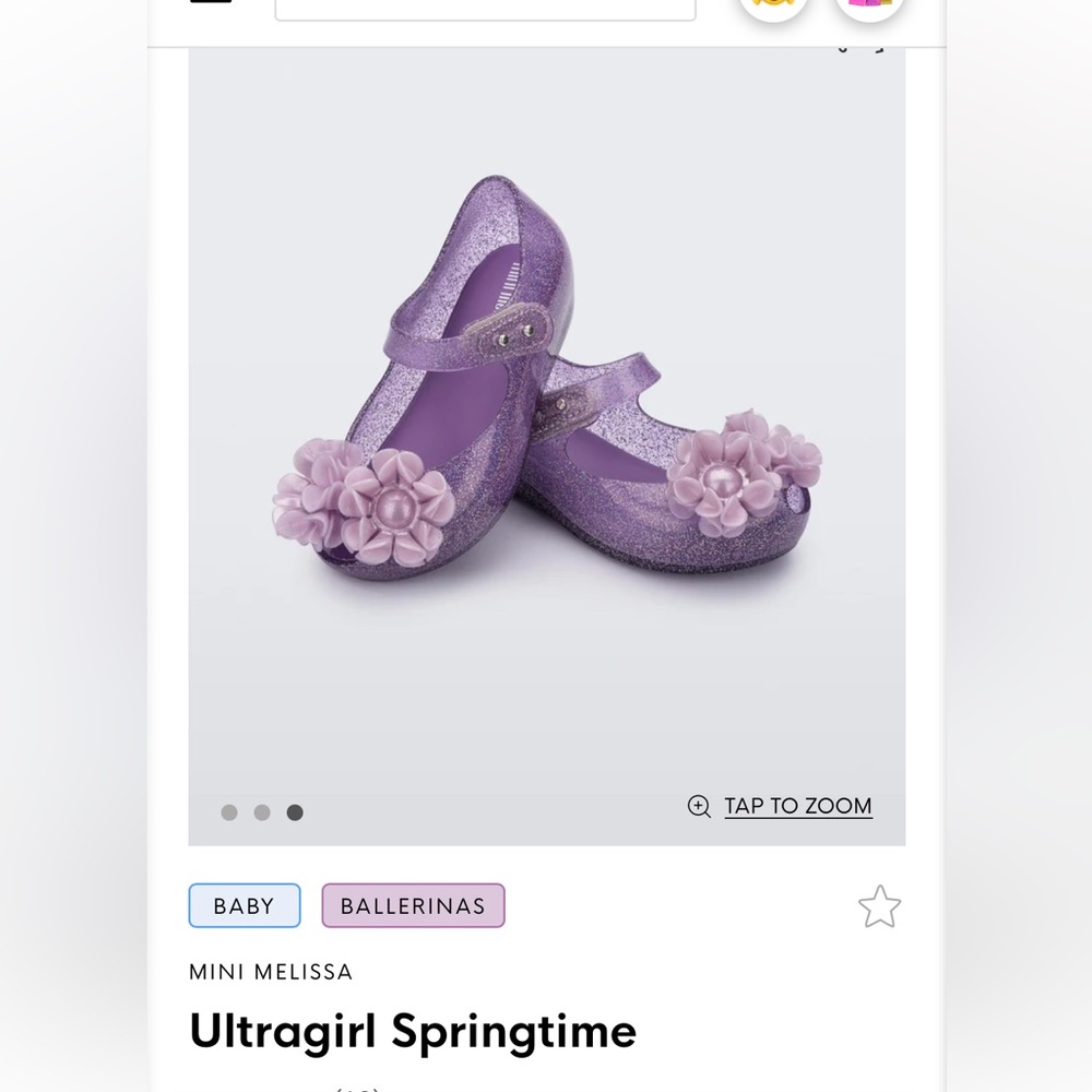 NEW in box Mini Melissa Ultragirl Springtime purple glitter ballet shoes flat 11